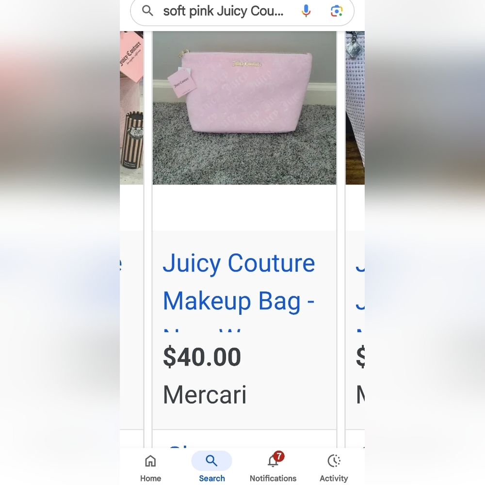 NEW Juicy Couture FURRY Pink Cosmetic Bag with Shimmery FUN  FEEL!! - Picture 5 of 9